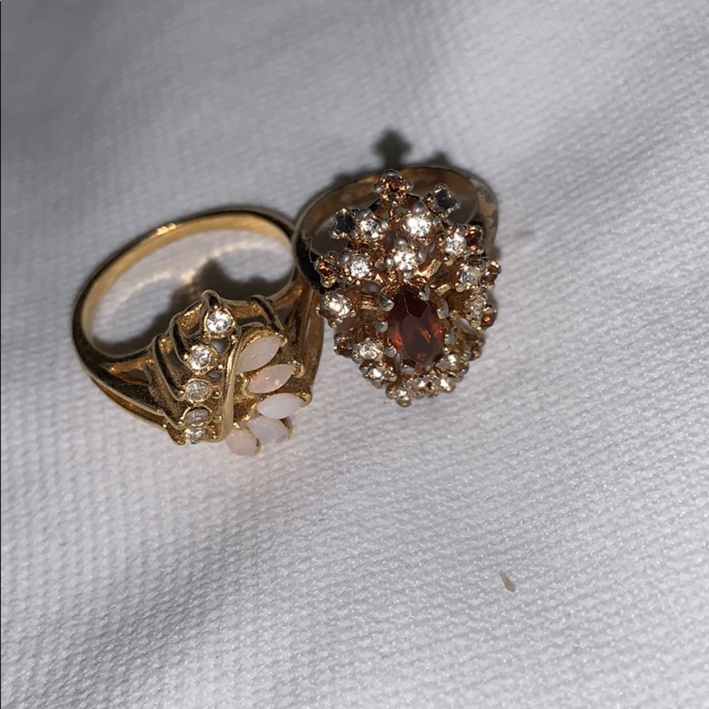 Opal garnet cluster costume jewelry rings GEP